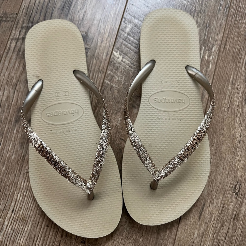Havaianas Women's Sparkle Sandals - Gold and Tan